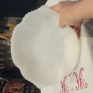 Milk glass Fruit bowl,grape raised pattern,euc